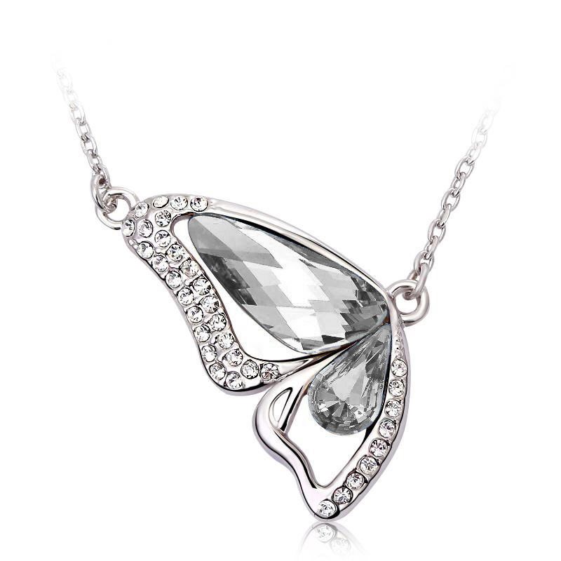 Online Jewelry  Pendants  18K White Gold Plated Butterfly Swarovski ...