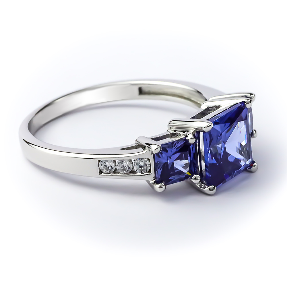 Natural Tanzanite 925 Sterling Silver 14K Gold Plated Rings Silver Jewelry