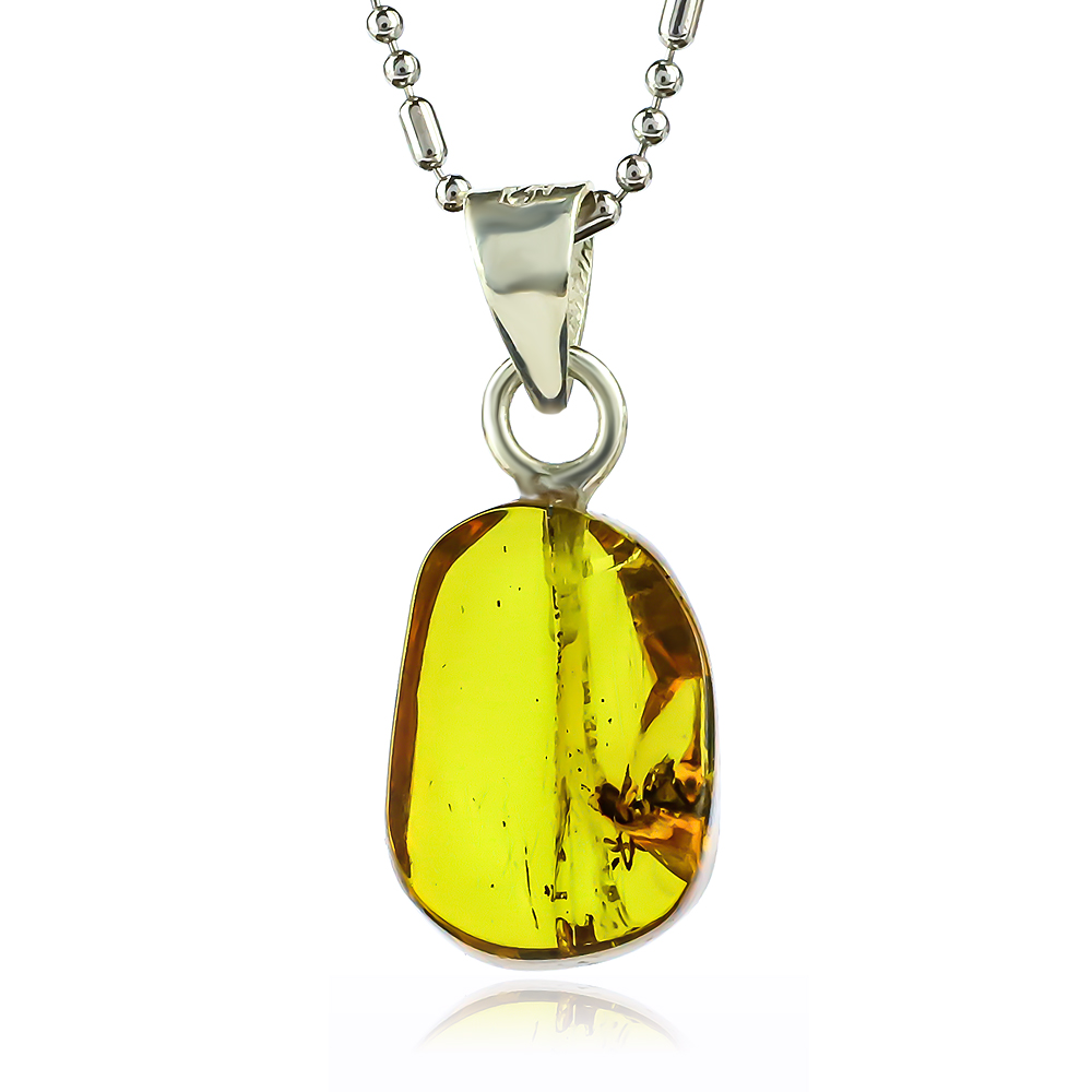 Natural Amber and Sterling Pendant