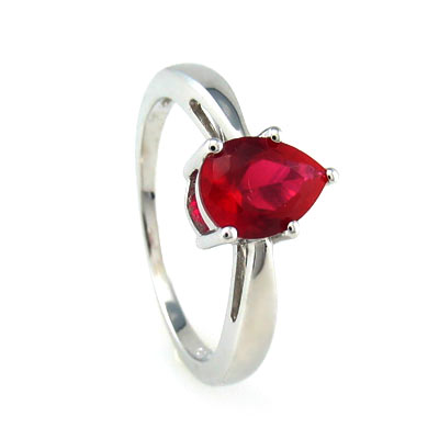 ... Jewelry  Rings  Ruby Rings  Sterling Silver Pear Cut Ruby Ring