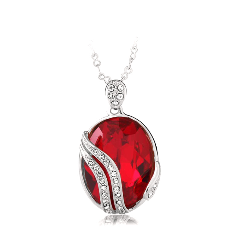 18K White Gold Plated Red Swarovski Crystal Necklace