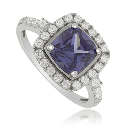 Square-Cut Tanzanite Ring in .925 Silver