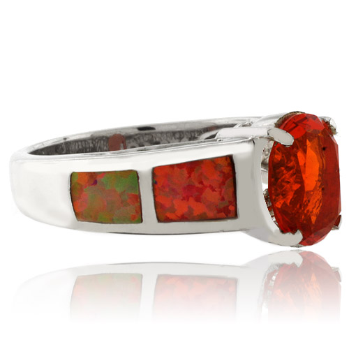 Natural Mexican Fire Opal .925 Silver Ring