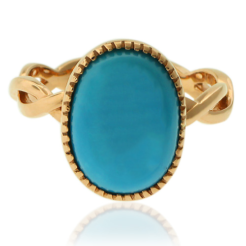 18K YELLOW GOLD GENUINE TURQUOISE RING