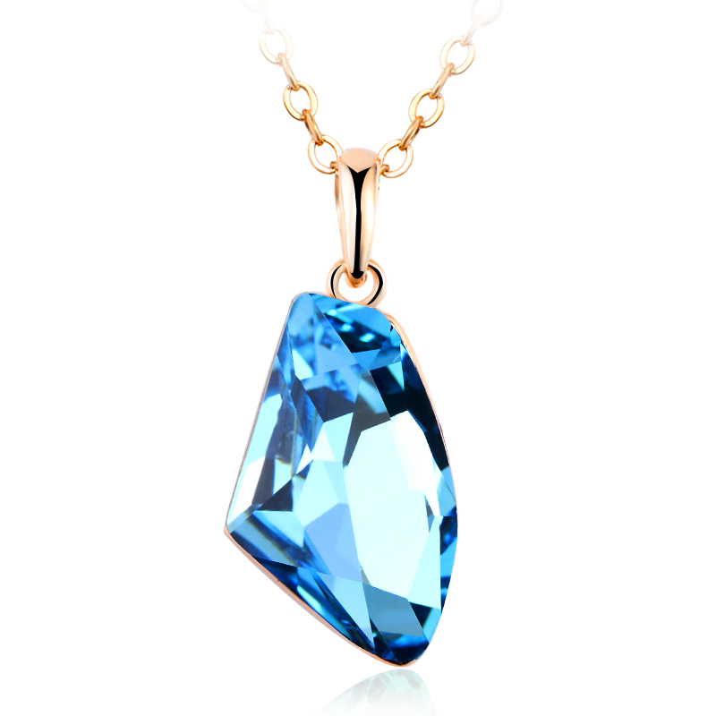 18K Gold Plated Blue Swarovski Crystal Necklace