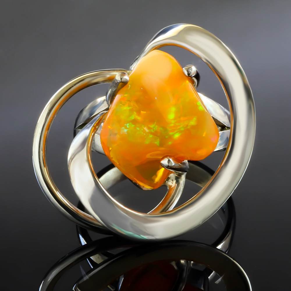 Raw Fire Opal Ring 593 | Silver Street Jewellers