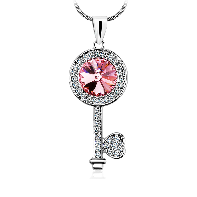 Pink & Silver Lock & Key Necklace