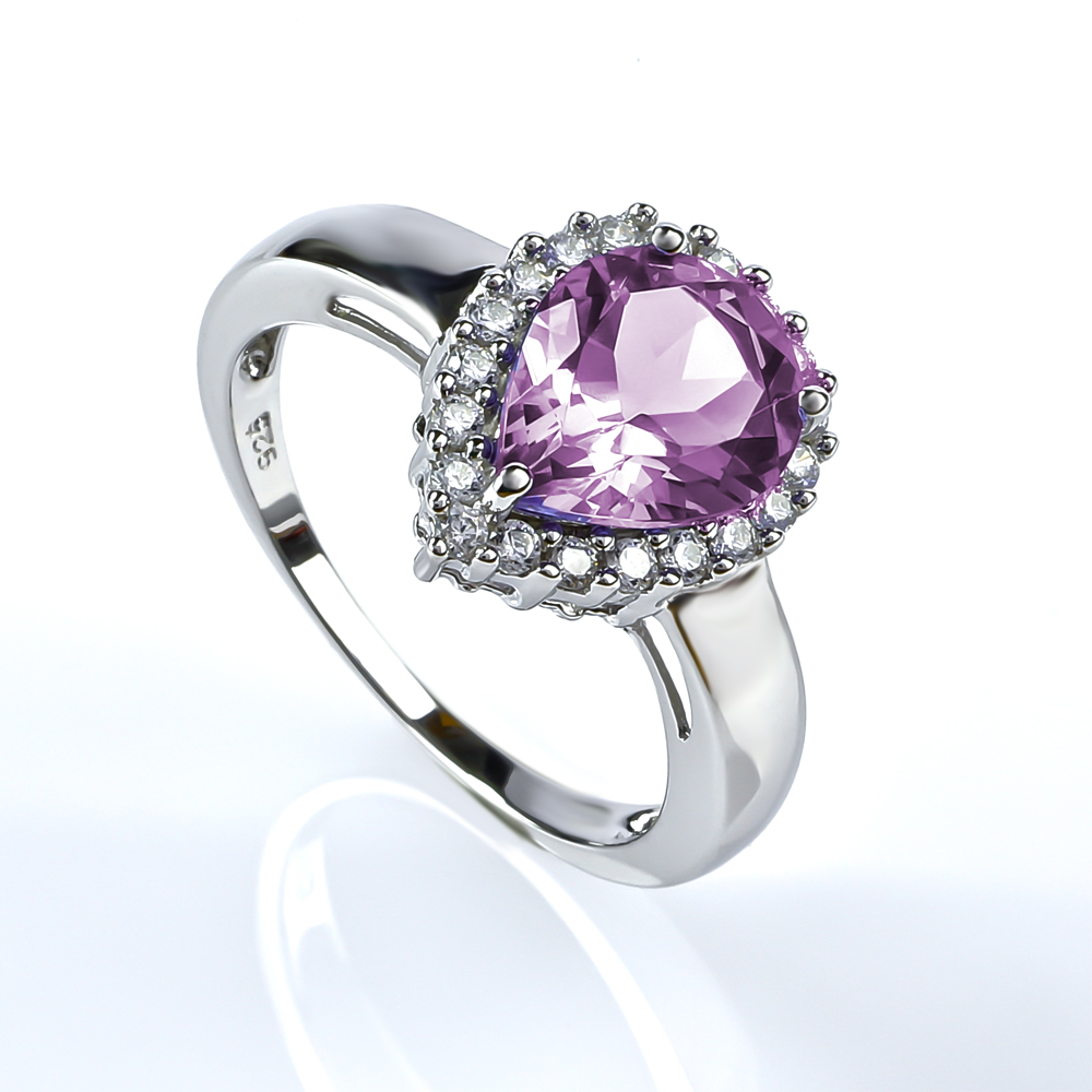 Beautiful Alexandrite and Simulated Diamonds Sterling Silver Ring