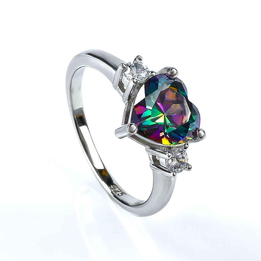 Sterling Silver Mens Large Mystic Topaz and Diamond Ring  Gemologica A  Fine Online Jewelry Store