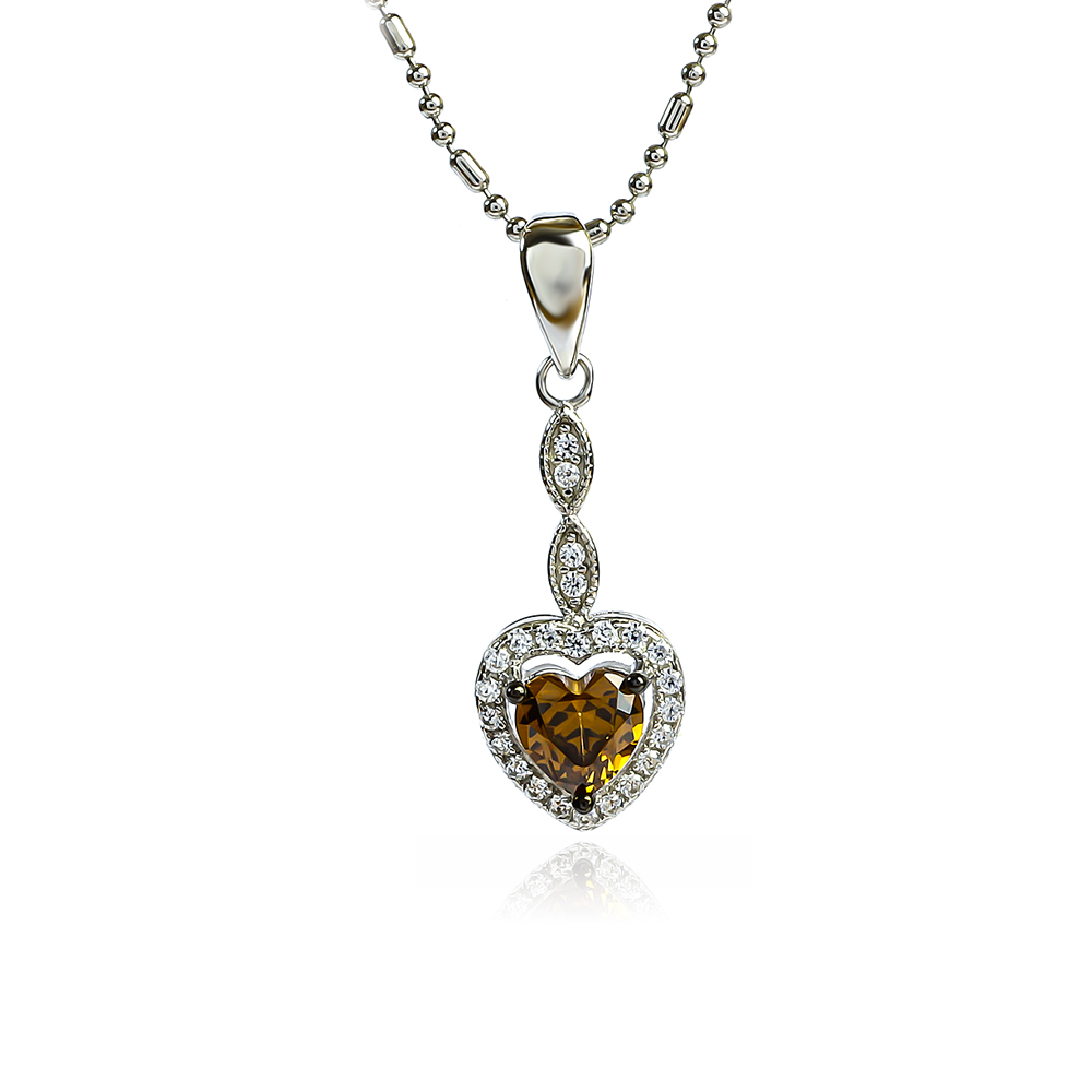 Pave Chocolate Diamond Heart Pendant 2.11 CT TW 14K White Gold DPEN045 -  North & South Jewelry