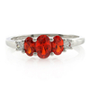 Anillo de Plata .925 con 3 Gemas de Opalo Cereza