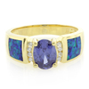 Anillo de Tanzanita y Opalo en Plata con Chapa de Oro