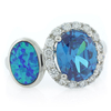 Anillo de Topacio Azul y Opalo en Plata