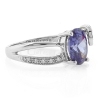 Oval Cut Tanzanite with CZ Silver Ring