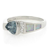 Anillo de Alejandrita y Opalo Blanco