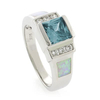 Anillo de Ópalo Blanco con Alejandrita ( Azul a Verde )