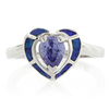 Anillo de Opalo y Tanzanita con Forma de Corazón