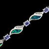 Pulsera Elegante de Plata de Ley .925 con Tanzanita y Opalo Australiano