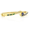 Brazalete de Plata .925 en Baño de Oro 14K con Tanzanita y Opalo