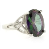Round Cut Silver Ring with Mystic Topaz