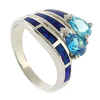 Anillo de Topacio Azul y Ópalo Australiano en Plata .925