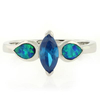 Anillo de Topacio Azul con Incrustaciones de Ópalo