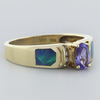 Anillo de Oro Macizo 14K con Tanzanita, Diamantes y Opalo