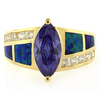 Anillo con Chapa de Oro, Opalo y Tanzanita