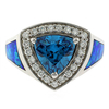 Topacio Azul y Opalo Australiano en Anillo de Plata