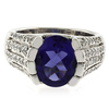 Big Oval Cut Tanzanite Silver Unisex Ring