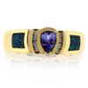 Anillo de Oro Solido con Opalo y Tanzanita