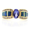 Blue Opal with Tanzanite Ring in 14k Solid Gold