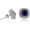 Cushion Cut Corundum Alexandrite MicroPave Silver Earrings