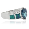 Anillo de Plata Fina .925 con Alejandrita ( Azul/Verde ) y Opalo