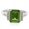 Emerald Cut Peridot Silver Ring