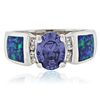 Anillo de Plata Fina de Ley con Tanzanita y Opalo Australiano