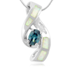 Oval Cut Alexandrite and White Opal .925 Silver Pendant