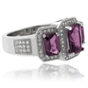 Anillo de Plata Fina con 3 Gemas de Alejandrita ( Azul/Morado )
