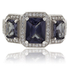 Anillo de Plata Fina con 3 Gemas de Alejandrita ( Azul/Morado )