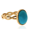 18 Quilates de Oro Amarillo Anillo de Turquesa Genuina
