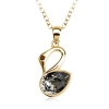 Collar Cisne Negra Swarovski Cristal Con Baño de Oro Amarillo