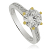 Hermoso anillo solitario con piedra zirconia y bellos acabados en baño de oro de 14K