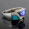 Anillo de Opalo Australiano y Tanzanita
