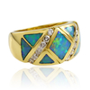 Precioso Anillo de Oro 14K con Opalo y Diamantes