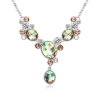 Hermoso Collar de Cristales Swarovski en Tonos Verde y Marron con Rodio