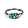 Anillo de Plata Oxidada con 3 Piedras de Esmeralda