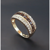 Anillo de Plata con Baño de Oro y Gemas de Topacio Ahumado