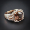 Anillo de Topacio Ahumado en Plata con Baño de Oro 14K