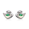 Aretes Color Verde de Swarovski con Rodio en Forma de Cisne