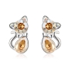 Bonitos Aretes de Gatito de Cristal Swarovski Color Champagne